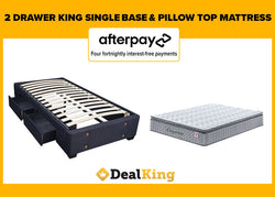 2 DRAWER KING SINGLE SLAT BASE & PILLOW TOP MATTRESS