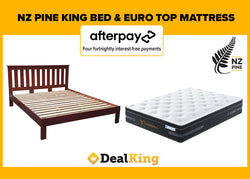 NZ PINE KING SLAT BED + PANAMERA EURO TOP MATTRESS