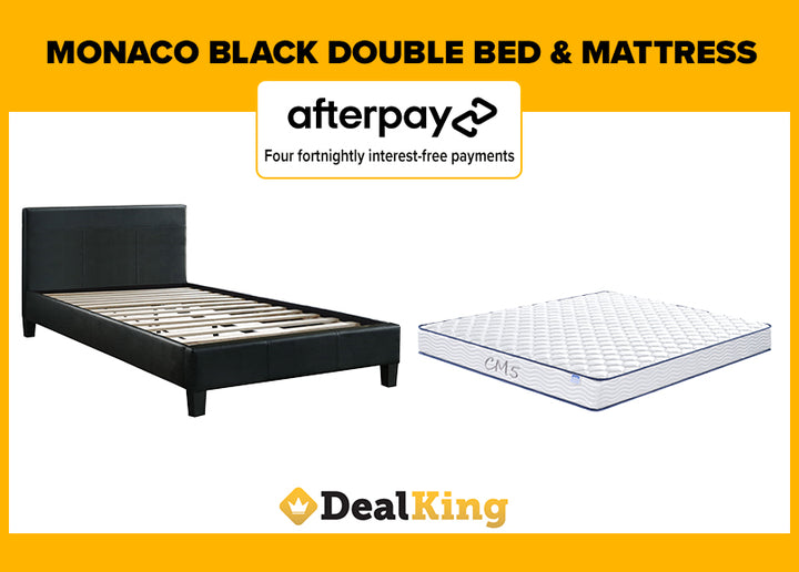 MONACO SLAT DOUBLE BED & MATTRESS BLACK