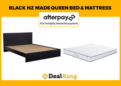 BLACK NZ MADE QUEEN SLAT BED + MATTRESS