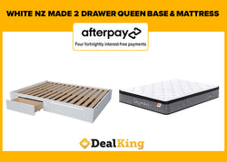 WHITE 2 DRAWER NZ MADE QUEEN BASE + POCKET SPRING MATTRESS