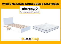 WHITE 2 DRAWER NZ MADE SINGLE SLAT BED & MATTRESS