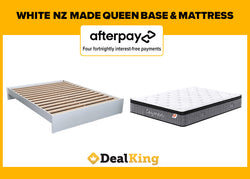 WHITE NZ MADE QUEEN SLAT BASE + POCKET SPRING MATTRESS