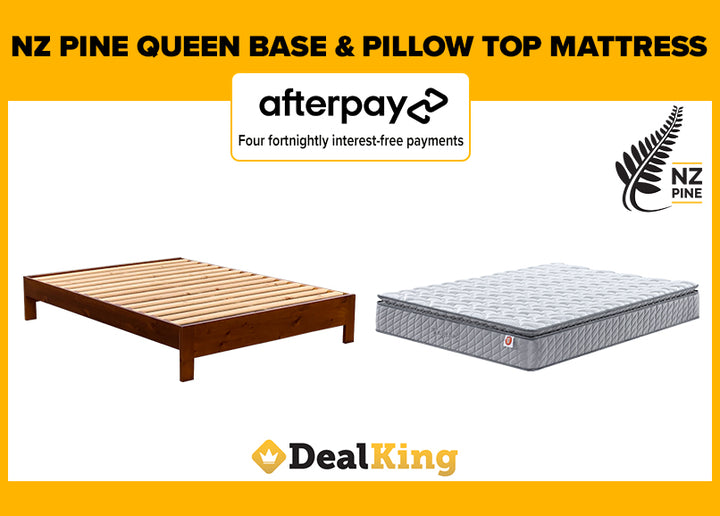 SOLID NZ PINE QUEEN BASE & PILLOW TOP MATTRESS