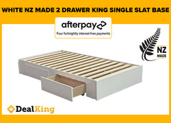 WHITE 2 DRAWER NZ MADE KING SINGLE SLAT BASE