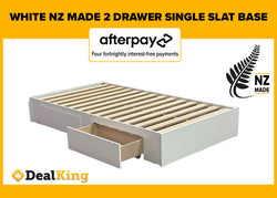 WHITE 2 DRAWER NZ MADE SINGLE SLAT BASE